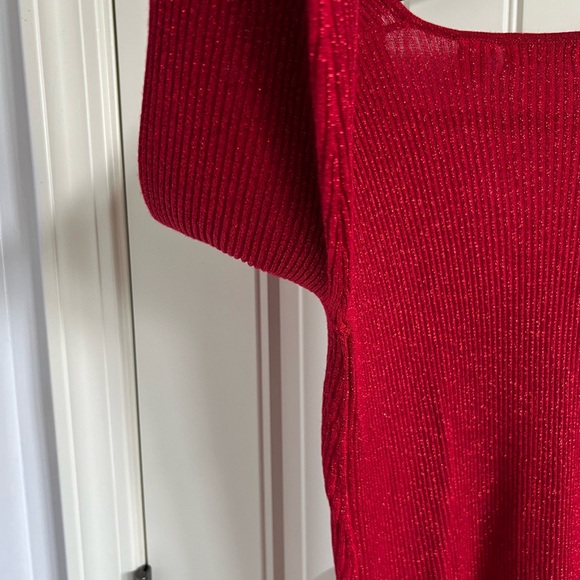 Verve Ami Red Glittery long sleeve top NWT Christmas - Picture 5 of 6